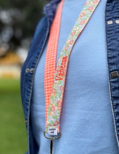 Lanyard vichy naranja flor y flores