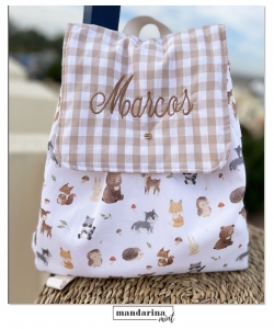 Mochila con solapa animales del bosque