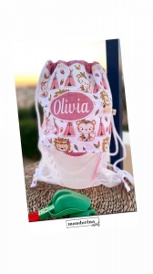 Mochila de rejilla tela de indio rosa para los juguetes de la playa