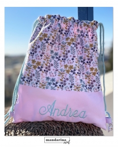 Talega /mochila de flores personalizada